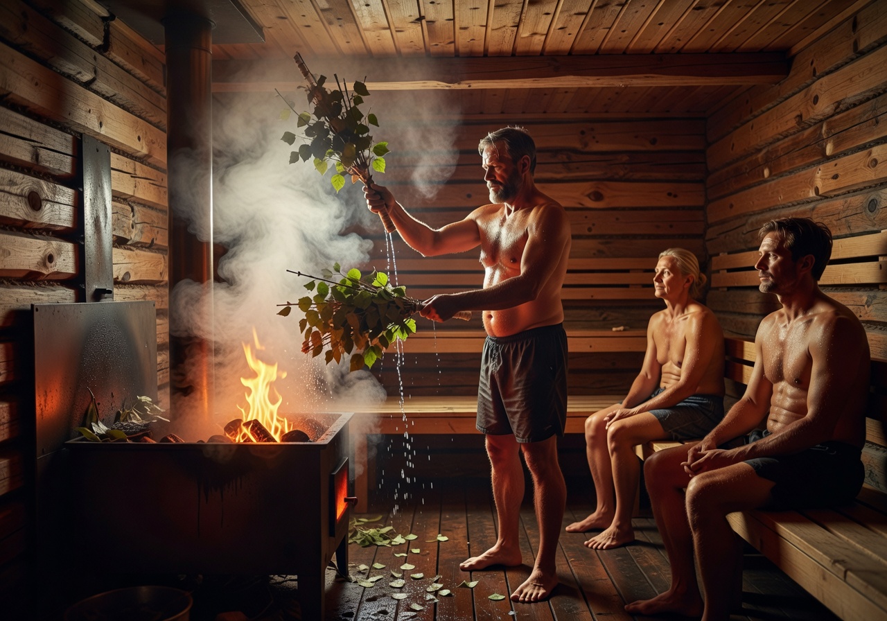 finnish sauna birch wood traditional ritual