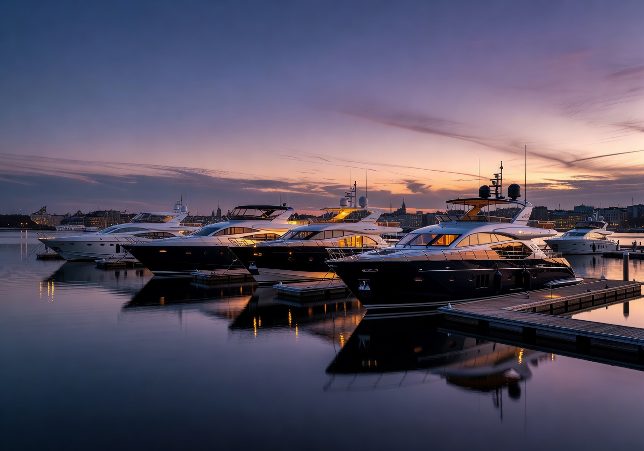 helsinki marina yacht twilight luxury