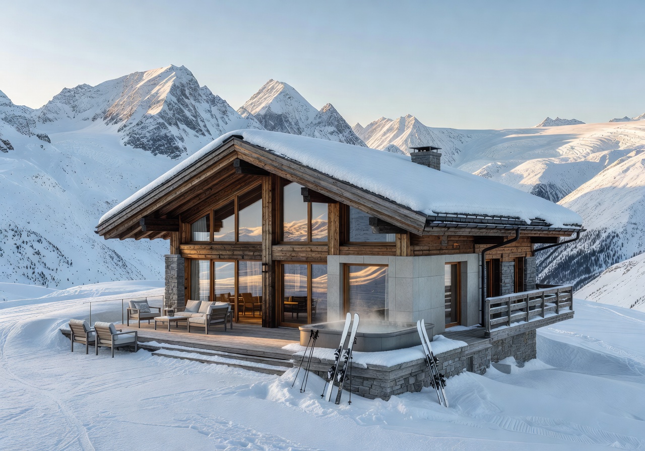 luxury ski chalet switzerland snow mountains