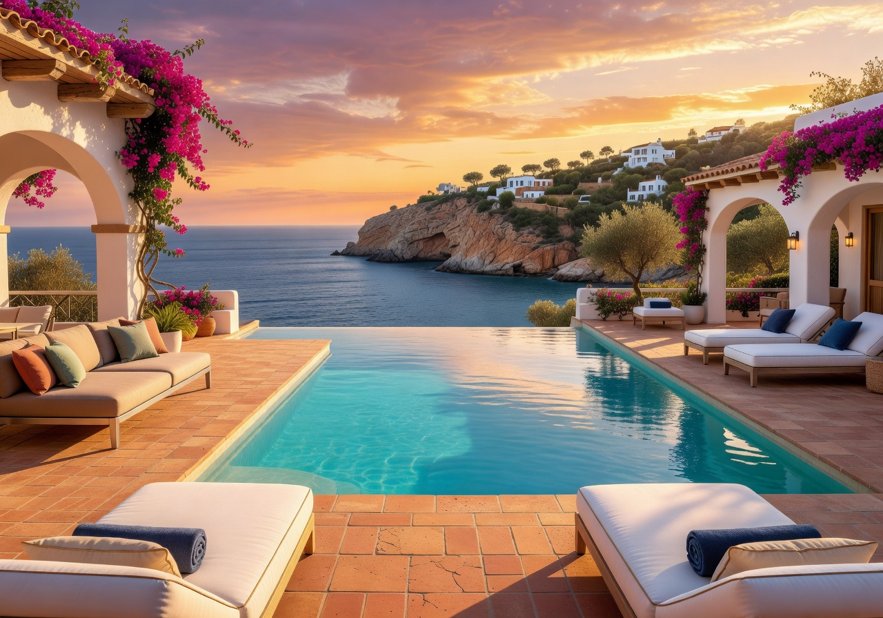 mediterranean rooftop infinity pool sunset luxury