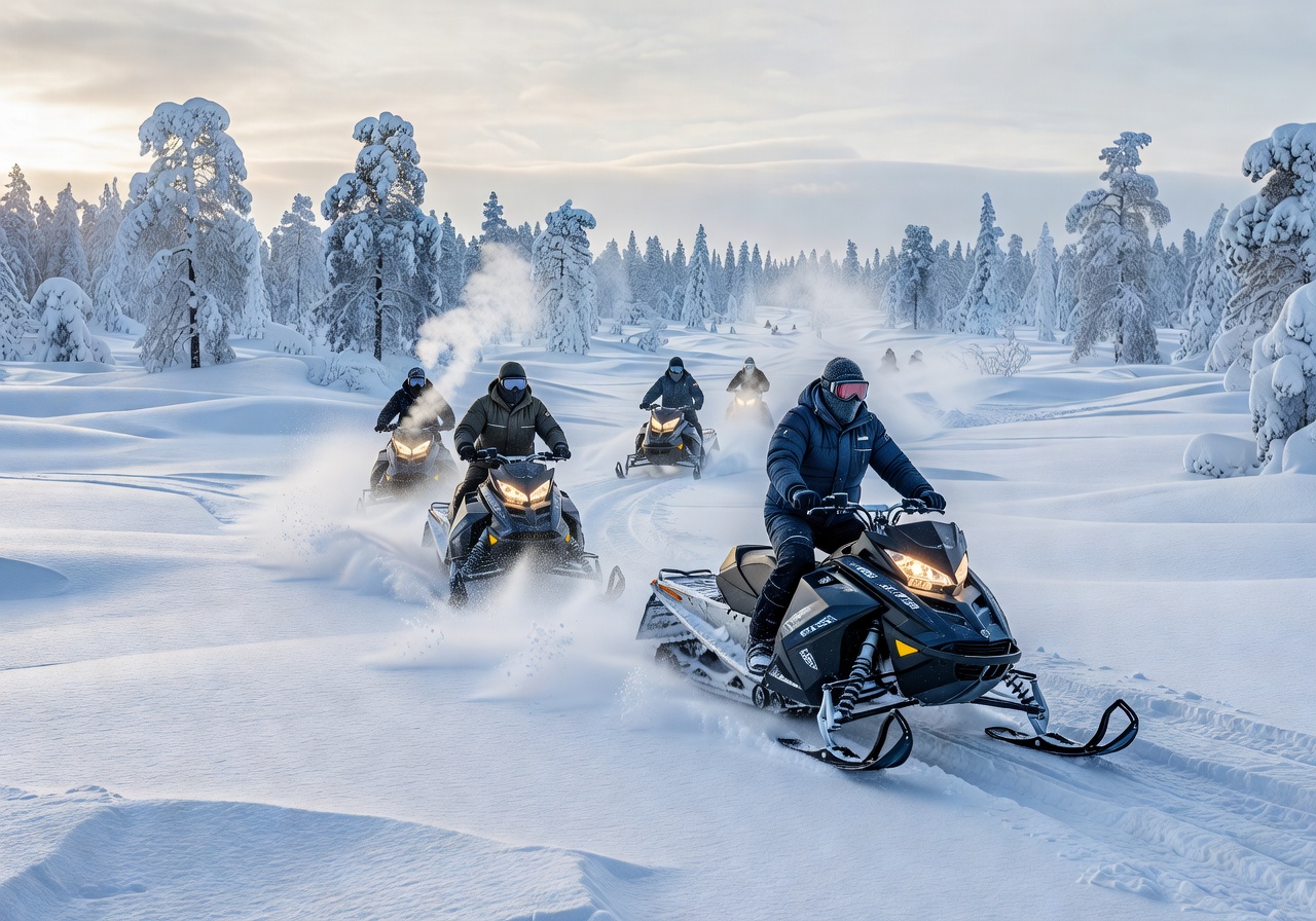 snowmobile excursion finnish lapland winter